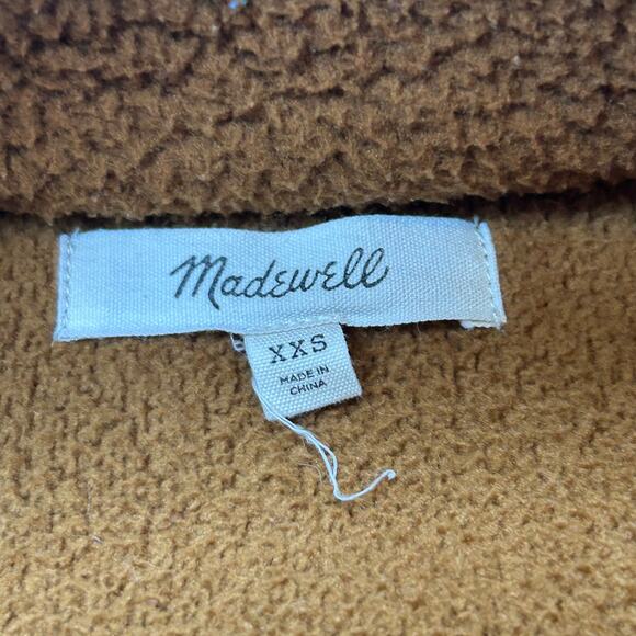 Madewell Fleece Half Zip Pullover Brown Blue XXS Quilted Pocket Gorpcore Jacket - Picture 4 of 6